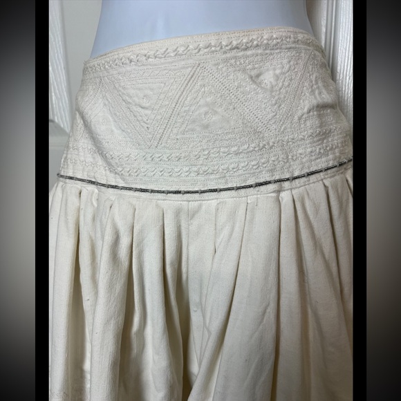 RALPH LAUREN Skirt Metallic Corded Dirndl Gathered Full White Structured Drop - Picture 6 of 8